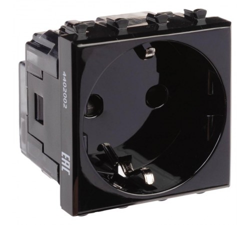 Розетка "Черный квадрат", 2P+E, с з/ш, "Avanti", 2 мод.  4402002  DKC