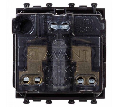 Розетка "Черный квадрат", 2P+E, с з/ш, "Avanti", 2 мод.  4402002  DKC