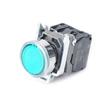 Кнопка SB4 с подсвет в сборе модуль 22мм зеленая металл 230-240ВAC 1НО+1НЗ  SB4BW33M5  SE