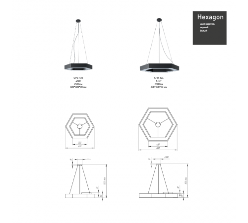 Светильник светодиодный Geometria Hexagon SPO-124-W-40K-051 51Вт 4000К 3900Лм IP40 800*800*80 белый подвесной  Б0050556  ЭРА