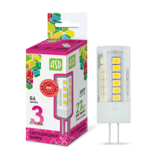 Лампа светодиодная LED-JC-standard 3Вт 12В G4 6500К 270Лм  4690612026381  ASD