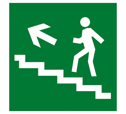 Знак эвакуационный E 16 "Направление к эвакуационному выходу по лестнице вверх" 200х200 мм  pn-e-16  EKF