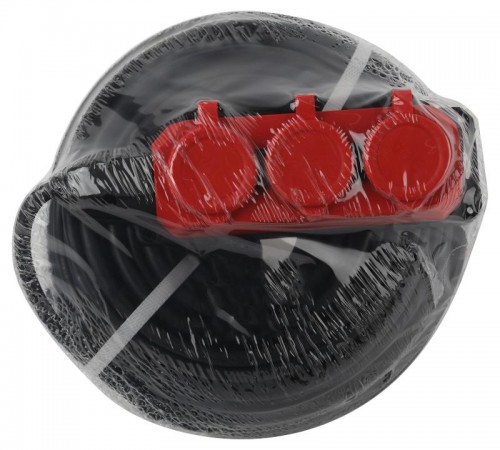 Удлинитель силовой UK-3e-3x1,5-50m-IP44(KG) с заземлением 3 розетки каучук 50м КГ 3х1,5мм2 IP44  Б0057584  ЭРА