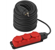 Удлинитель силовой UK-3e-3x1,5-50m-IP44(KG) с заземлением 3 розетки каучук 50м КГ 3х1,5мм2 IP44  Б0057584  ЭРА