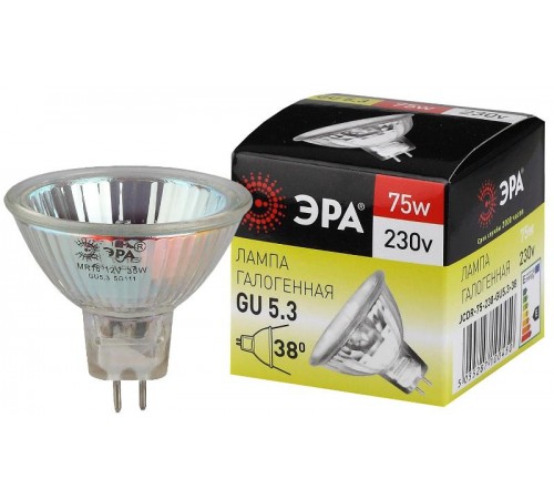 Лампа галогенная 75Вт 220В GU5.3 JCDR (MR16)  C0027366  ЭРА