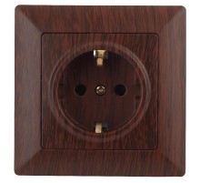 Розетка Intro Solo 4-202-10 с заземлением 2P+E Schuko, 16А-250В, IP20, СУ, венге  Б0053655  Intro