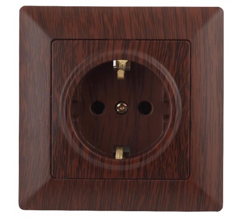 Розетка Intro Solo 4-202-10 с заземлением 2P+E Schuko, 16А-250В, IP20, СУ, венге  Б0053655  Intro