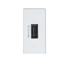 Зарядное устройство USB узкое 2.1А 230В белого цвета S27  2701097-030  Simon