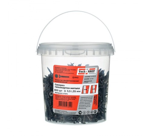 Саморез ШСГМ 3,5х35 (800 шт) - ведро ( 1,32 кг)  124378  Tech-KREP