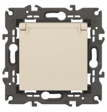 14-2103-02 Розетка с заземлением со шторками с крышкой, 16A-250В, IP20, Эра Elegance, сл.кость  Б0034279  ЭРА