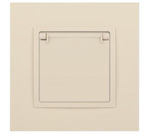 14-2103-02 Розетка с заземлением со шторками с крышкой, 16A-250В, IP20, Эра Elegance, сл.кость  Б0034279  ЭРА