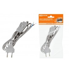 Шнур с выключателем и плоской вилкой ШУ01В ШВВП 2х0,75мм2 2м. серебр. металлик  SQ1305-0005  TDM