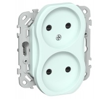 FLITE Розетка 2-ая без заземления со шторками быстрозажимные клеммы 10А РСш02-1-ФлХЛ холодный лед  FI-R23-10-1-K94  IEK