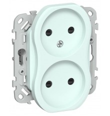 FLITE Розетка 2-ая без заземления со шторками 10А РСш02-0-ФлХЛ холодный лед  FI-R23-10-K94  IEK