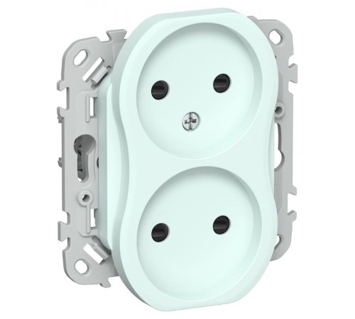 FLITE Розетка 2-ая без заземления со шторками быстрозажимные клеммы 10А РСш02-1-ФлХЛ холодный лед  FI-R23-10-1-K94  IEK