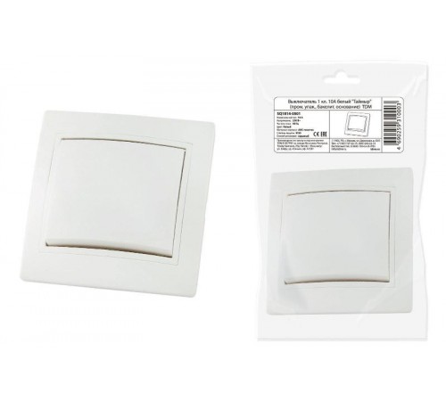 Выключатель 1 кл. 10А белый "Таймыр" (пром. упак., бакелит. основание)  SQ1814-0501  TDM
