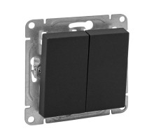 Механизм выключателя, двухклавишный, проходной, чёрный Эпика EKF  UP1-SWB-21  EKF