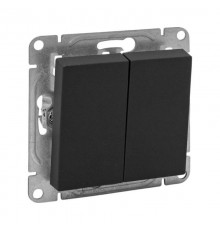 Механизм выключателя, двухклавишный, проходной, чёрный Эпика EKF  UP1-SWB-21  EKF
