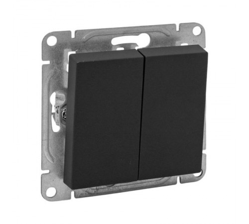 Механизм выключателя, двухклавишный, проходной, чёрный Эпика EKF  UP1-SWB-21  EKF