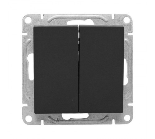 Механизм выключателя, двухклавишный, проходной, чёрный Эпика EKF  UP1-SWB-21  EKF