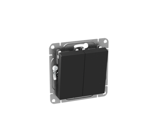 Механизм выключателя, двухклавишный, проходной, чёрный Эпика EKF  UP1-SWB-21  EKF