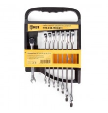 Набор гаечных комбинированных трещоточных ключей НТК-8 (8-19) серия КВТ-PROFESSIONAL  91949  КВТ