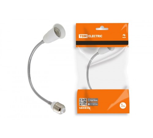 Переходник Е27-Е27 гибкий 300мм, белый,  SQ0335-1018  TDM