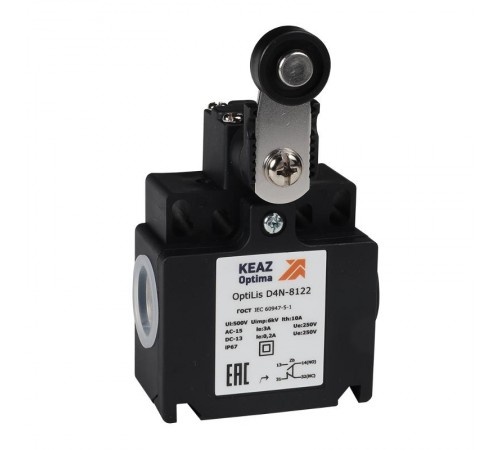 Выключатель концевой OptiLiS D4N-8122 рычаг металлический с роликом пластиковым EN 50047 XCKT2118P16  365319  КЭАЗ