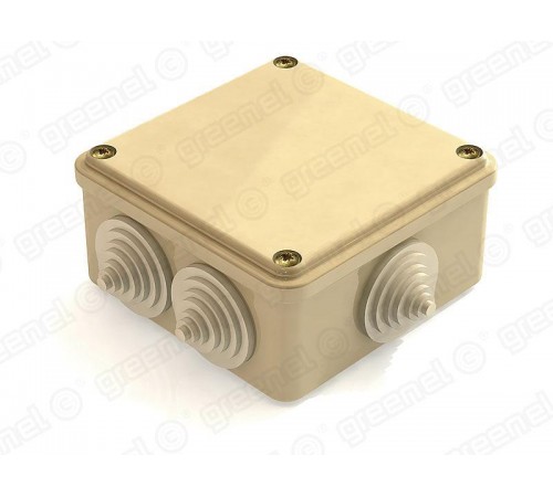 Коробка распределительная для о/п облегченного типа СВЕТЛОЕ ДЕРЕВО 100х100х45, IP44 , 6 вводов (48шт)  GE41231-03  GREENEL