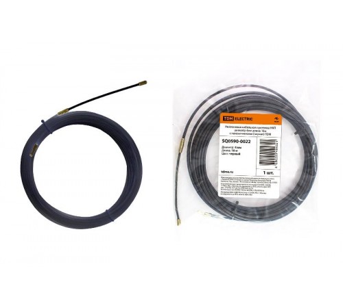 Нейлоновая кабельная протяжка НКП диаметр 4мм длина 10м с наконечниками (черная)  SQ0590-0022  TDM