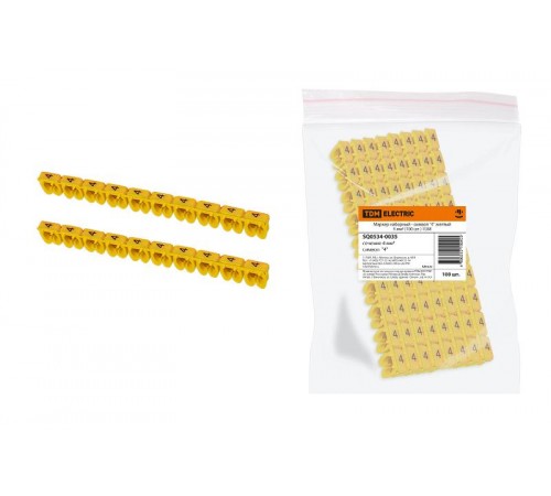 Маркер наборный - символ "4" желтый 4 мм2 (100 шт.)   SQ0534-0035  TDM