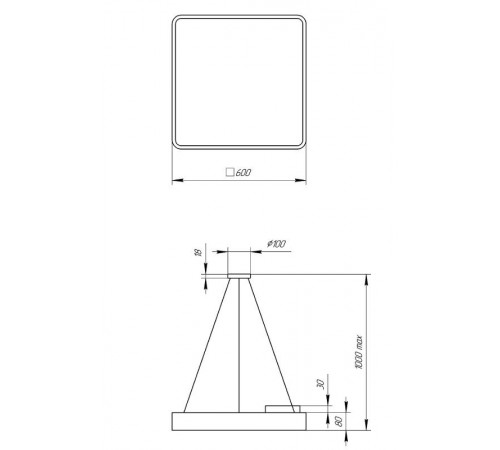 Светильник светодиодный Geometria Quadro SPO-163-B-40K-050 50Вт 4000К 3700Лм IP40 600*600*80 черный подвесной  Б0050587  ЭРА
