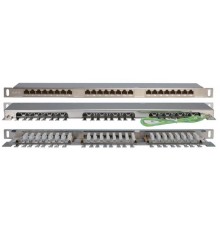 Патч-панель PPHD-19-24-8P8C-C6-SH-110D высокой плотности 19", 0.5U, 24 порта RJ-45, категория 6, Dual IDC, экранированная  46091  Hyperline
