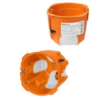 Установочная коробка СП D73х65 мм, 2-х компон., саморезы, пл. лапки, IP30, оранж., инд. штрихкод TDM