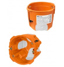 Установочная коробка СП D73х65 мм, 2-х компон., саморезы, пл. лапки, IP30, оранж., инд. штрихкод TDM