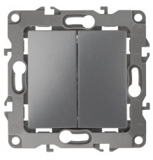 Переключатель ЭРА Серия 12 12-1112-12 перекрёстный двойной, 10АХ-250В, графит   Б0065316  ЭРА