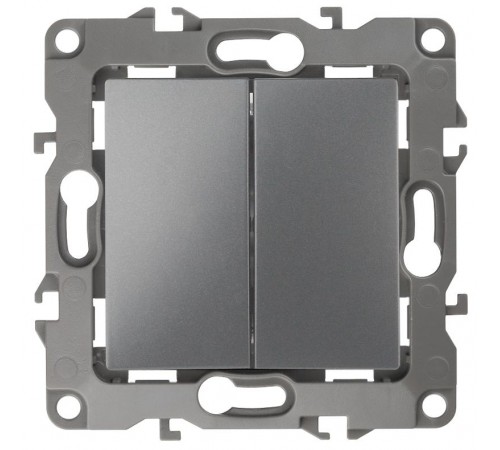 Переключатель ЭРА Серия 12 12-1112-12 перекрёстный двойной, 10АХ-250В, графит   Б0065316  ЭРА