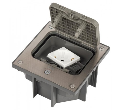 Люк напольный IP66 в бетон с розеткой, под шестигранник, серый  ОФИС 18-6002-03  Б0063273  ЭРА