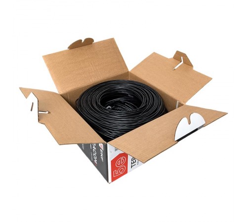 Кабель витая пара TERACOM PRO Cat.5E U/UTP 4 пары solid внешний 24AWG черный упак. 305м  TRP-5EUTP-04PE-BK-OUT3  EKF