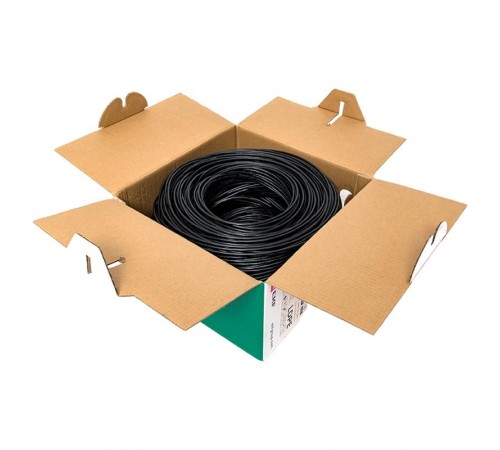 Кабель витая пара TERACOM PRO Cat.5E U/UTP 4 пары solid внешний 24AWG черный упак. 305м  TRP-5EUTP-04PE-BK-OUT3  EKF