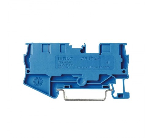 Клемма проходная, зажим push-in, 3 точки подключения, 4 кв.мм, синяя  VPR-4-TWIN-BU  DKC