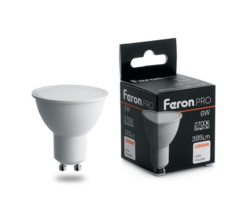Лампа светодиодная .PRO LB-1606 GU10 6W 2700K OSRAM LED  38086  Feron