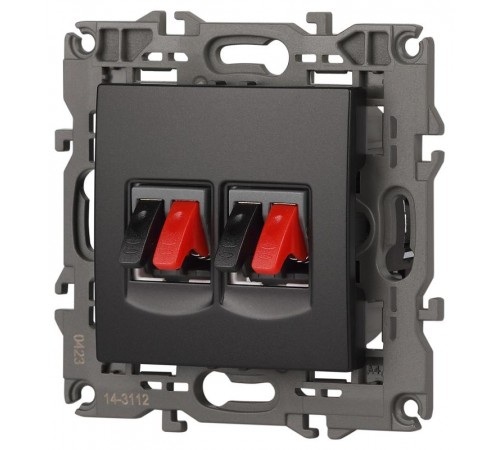 14-3112-05 Розетка аудио двойная, IP20, Эра Elegance, антрацит  Б0034330  ЭРА