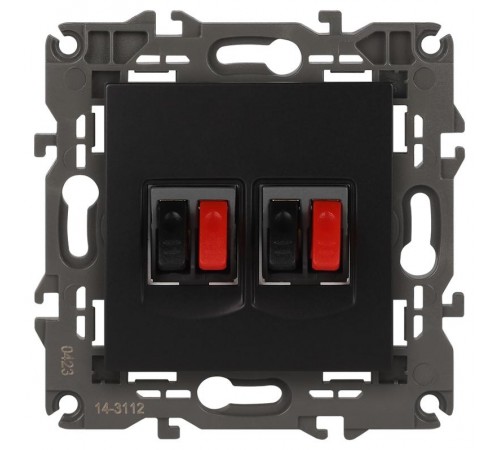 14-3112-05 Розетка аудио двойная, IP20, Эра Elegance, антрацит  Б0034330  ЭРА