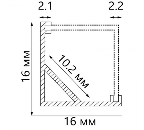 Профиль алюминиевый для светодиодной ленты угловой квадратный, серебро, CAB281  10300  Feron