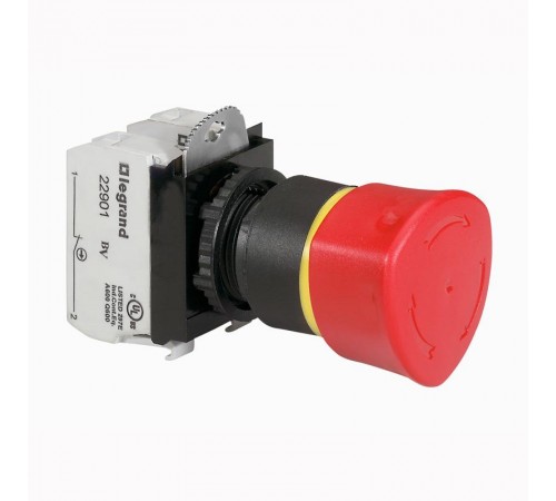 Кнопка с грибовидным толкателем  40 - Osmoz - в сборе - с ключом - авар. отключение - EN 418 - красный  023727  Legrand