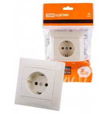 Розетка 2П+З 16А 250В сл. кость "Лама"  SQ1815-0123  TDM