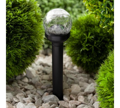 Cветильник садовый декоративный SL-PL33-CRAC на солнечной батарее, пластик,стекло, черный, 33 см (12/672)  Б0018818  ЭРА