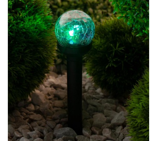 Cветильник садовый декоративный SL-PL33-CRAC на солнечной батарее, пластик,стекло, черный, 33 см (12/672)  Б0018818  ЭРА