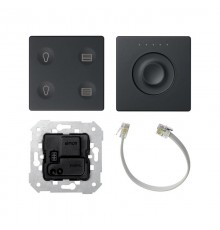 Simon 82 Комплект 4-кл сенсорн.выкл.+ сенс.регулятор, с тематич. маркиров. Т2, KNX, графит  8400654-038  Simon